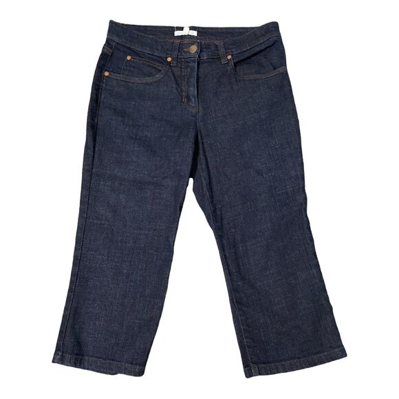 Eileen Fisher Dark Blue Stretch Organic Cotton Crop‎ Capri Jeans Petite PP - Picture 1 of 4